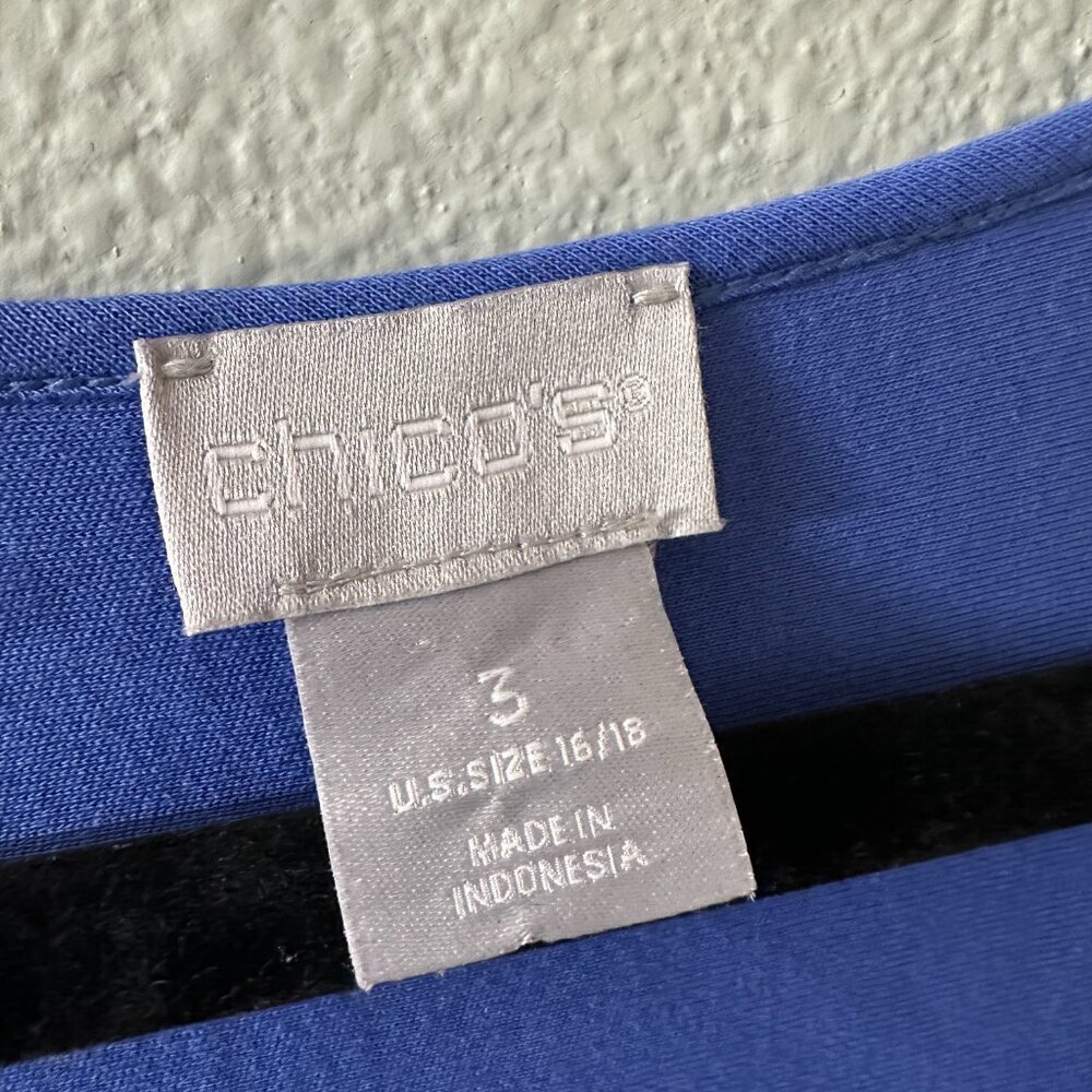 Chico's Blue Maxi Dress 3 XL 16/18 Asymmetrical Long Sleeveless Stretch Knit - Picture 3 of 5
